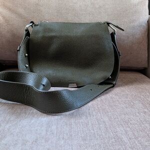 AllSaints Captain Round Leather Crossbody In Sycamore Green